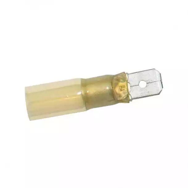 100 Fiches mâles thermorétractables Jaune 6.35mm section câble 4-6mm²