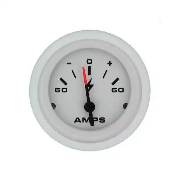 Indicateur Ampèremètre 52mm Affichage 60A - 0 - 60A Blanc