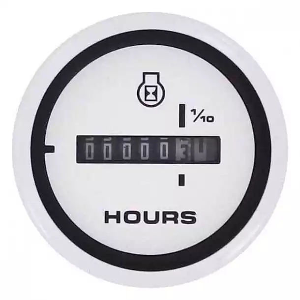 Indicateur Horamètre 52mm Affichage 10000 H Blanc 12/24V
