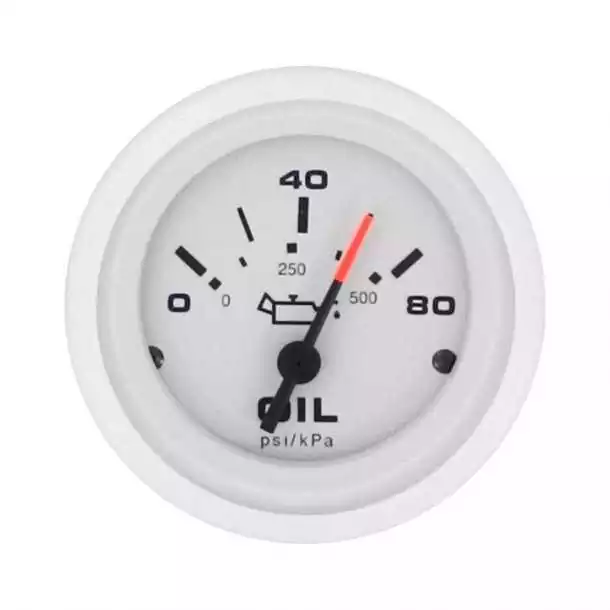 Indicateur Manomètre pression d'huile 0-80 psi 52mm Blanc
