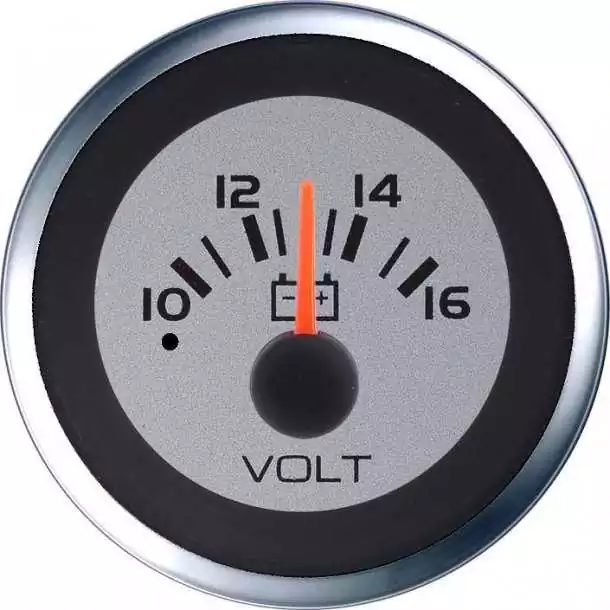 Voltmètre Affichage 10-16V 52mm fond argenté translucide