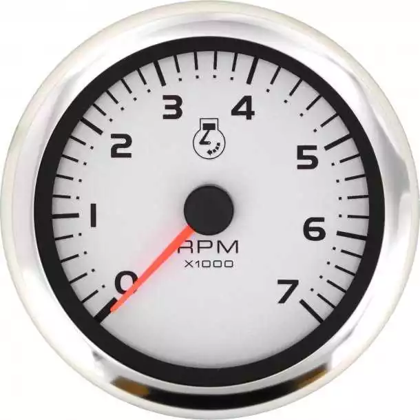 Indicateur compte-tours 0-7000 tr/mn 76mm Emetteur Bobine ou alternateur fond argenté