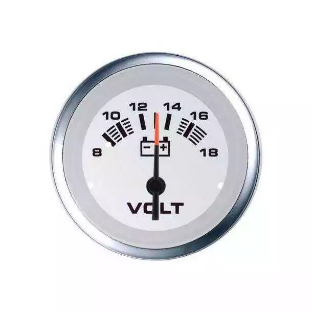Voltmètre Affichage 8-16V 52mm Blanc éclairage rouge