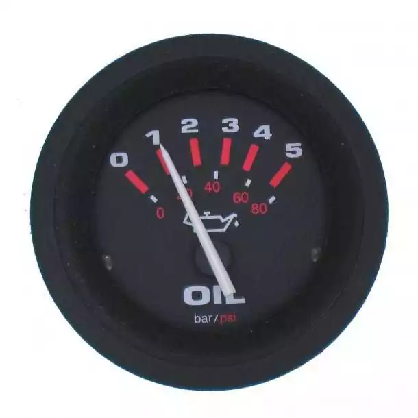 Manomètre pression d'huile 0-5 bars 52mm Noir éclairage de fond et périphérique