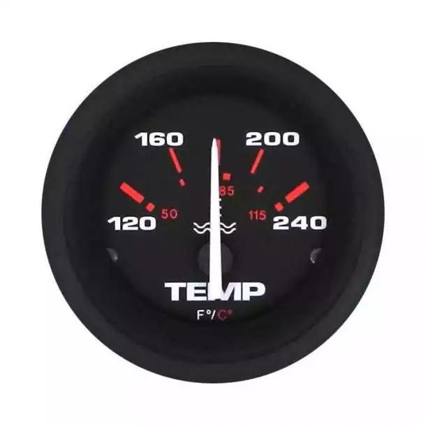 Indicateur température eau 120-240°F 52mm Noir éclairage de fond et périphérique