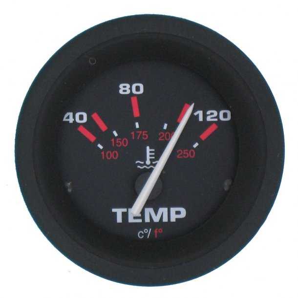 Thermomètre eau Affichage 40 - 120°C Taille 52 mm Noir éclairage de fond et périphérique