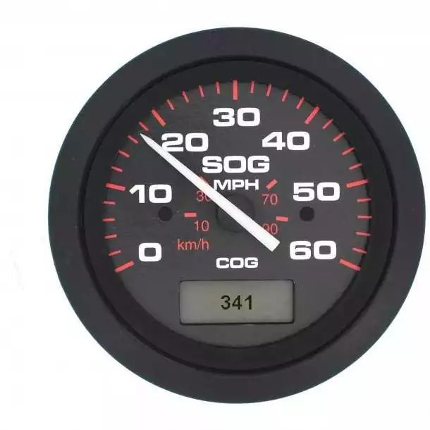 Speedomètre GPS 60 Noeuds AMEGA 86mm Noir Indicateur digital LCD du cap réel