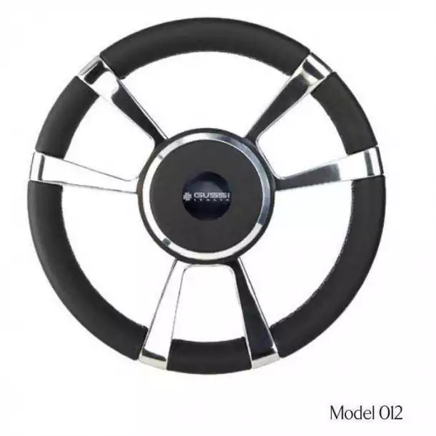 Volant inox 316 et cuir noir diamètre 350 mm