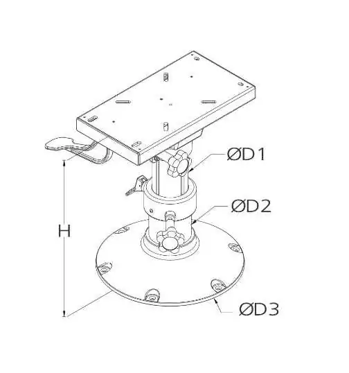 Pied de siege en "Cloche" 10'' ajustable manuellement 330-430mm