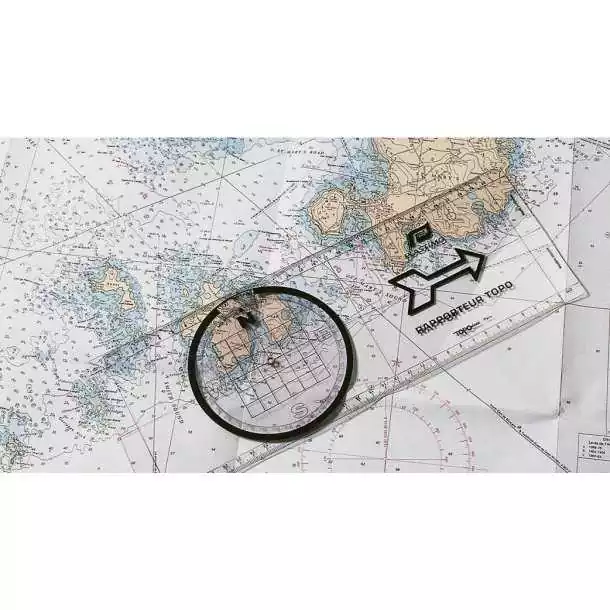 Règle de navigation marine Rapporteur Breton Règle Cras 33 x 12cm