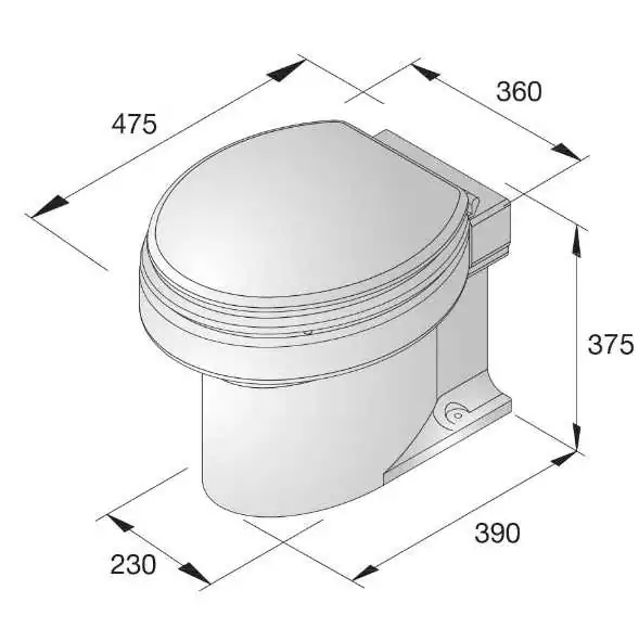 Toilette type TMW 12V sans boitier de commande