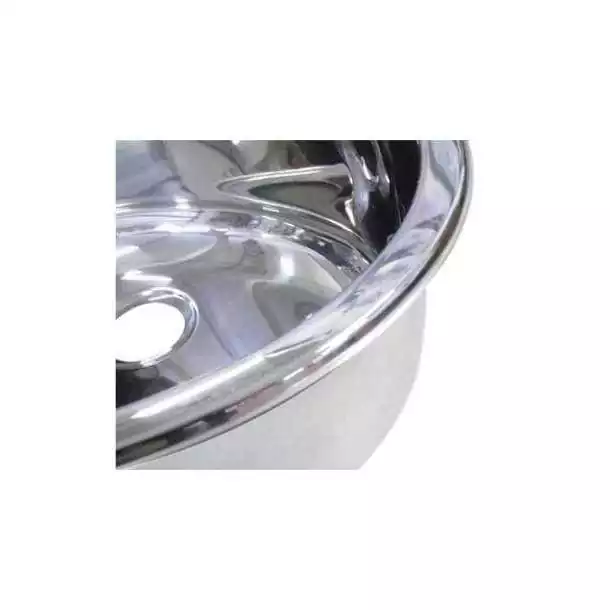 Évier rond inox poli diamètre 42mm évacuation sur côté Livré sans bonde