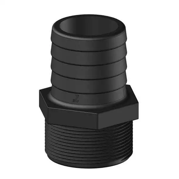 Raccord cannelé et fileté droit 2" BSP noir diamètre 50mm