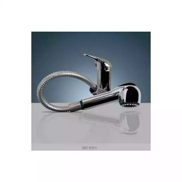 Mitigeur d'évier avec douchette réglable 1.50 m trou 45 mm raccordement 3/8 mâle