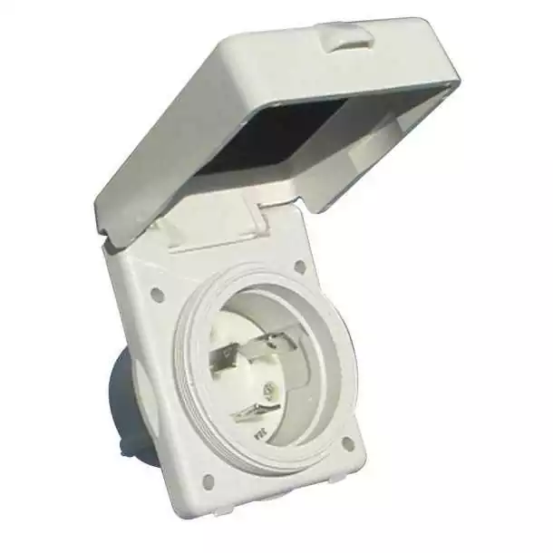 Socle HBL332 mâle composite blanc 230V 32A pour tableau arrière