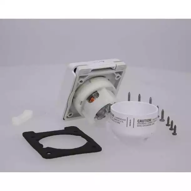 Socle HBL332 mâle composite blanc 230V 32A pour tableau arrière