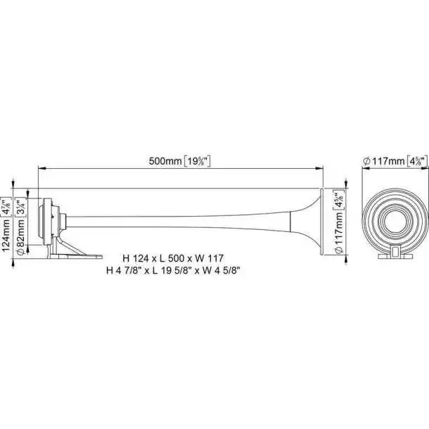 Avertisseur MA1-S à compresseur 24V laiton chromé Longueur 500mm