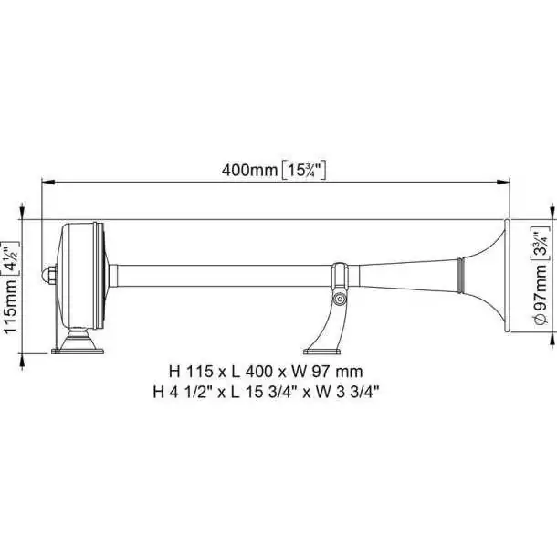 Avertisseur EMX2 Longueur 400mm 12V