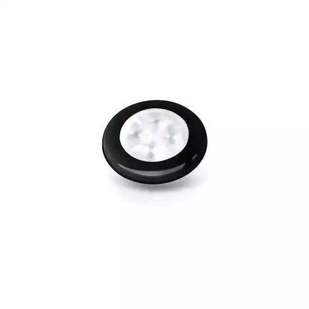 Slim Line LED ronde courtoisie blanc chaud 12V plastique noir