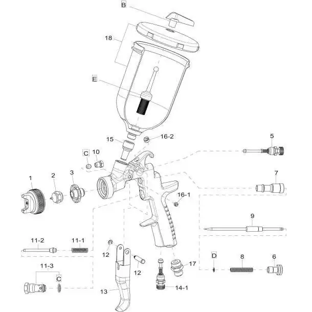Pistolet à peinture AZ3 HTE 2 avec Godet 600ML buse 1,8mm