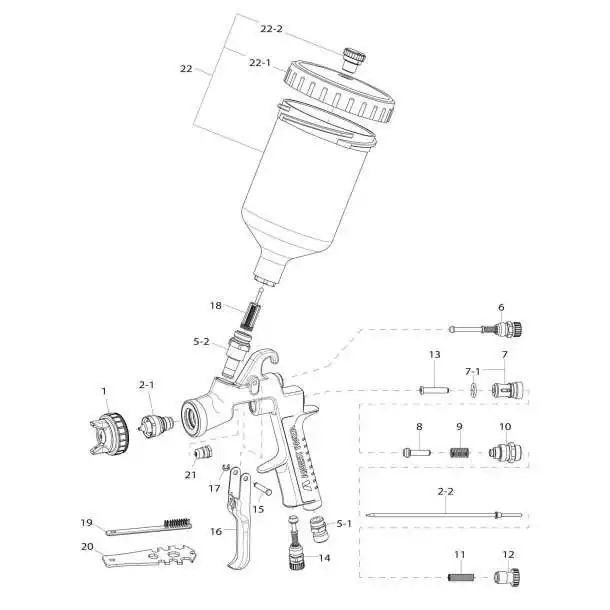 Pistolet à peinture W-400 bellaria classic plus avec godet 600ML buse 1,4mm