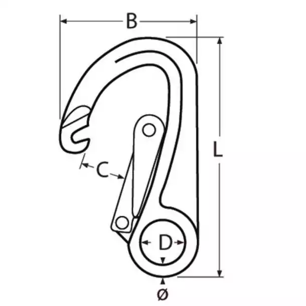 Mousqueton de sécurité pour gaffe Longueur 110mm