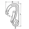 Mousqueton de sécurité pour gaffe Longueur 110mm
