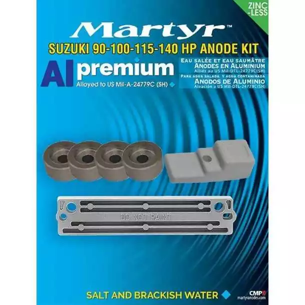 Kit anode alu pour Suzuki 90-100-115-140CV Kit anode alu pour Suzuki 90-100-115-140CV