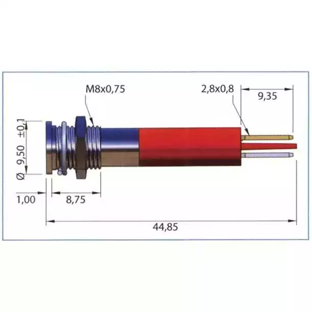 Voyant led rouge 12V diamètre 8mm étanche