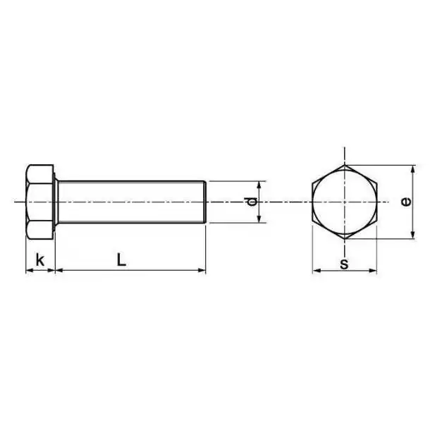 Vis métaux tête hexagonale filetée diamètre 4mm Longueur 20mm