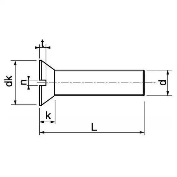 Vis métaux tête fraisée fendue diamètre 5mm Longueur 50mm