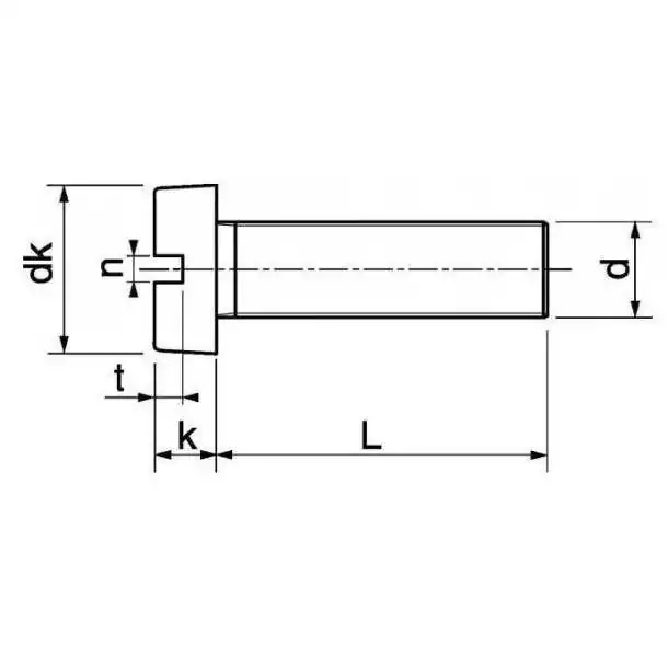 Vis métaux tête cylindrique fendue diamètre 4mm Longueur 30mm
