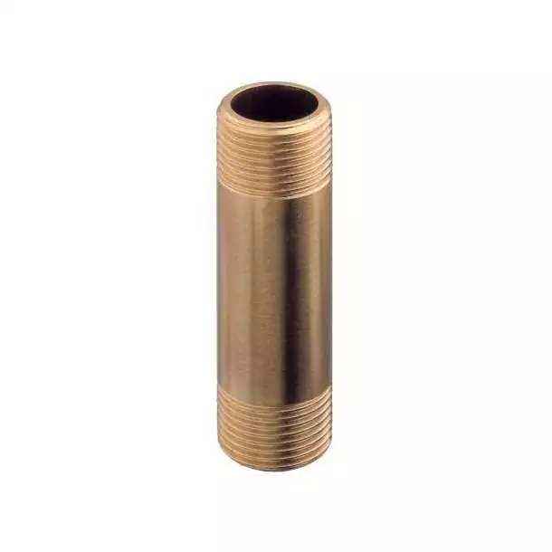 Tube fileté laiton Male/Male diamètre entrée/sortie 15mm Longueur 10cm