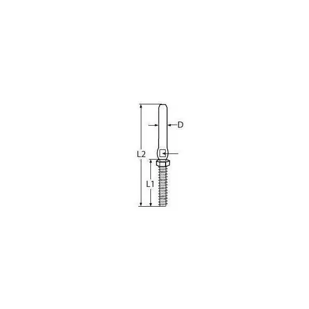 Terminaison filetée à sertir pas à gauche M12 diamètre 8mm Inox A4