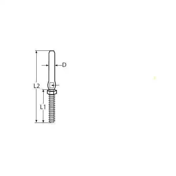 Terminaison filetée à sertir pas à droite M10 diamètre 5mm Inox A4