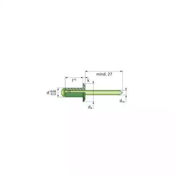 Rivet aveugle ouvert inox A4 TP 4 x 16mm Vendu par 100