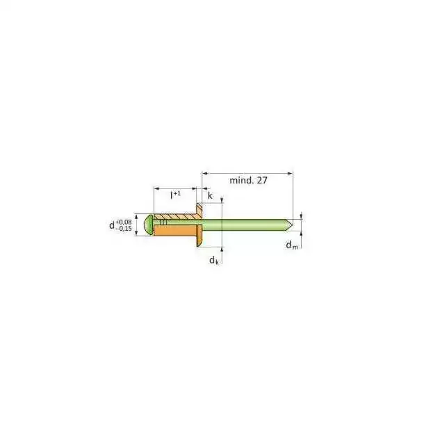 Rivet aveugle ouvert 4,8x20mm cupro-nickel TP Vendu par 100