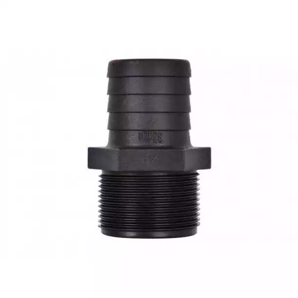 Raccord droit Male Male inégal fileté cannelé 38mm 1''1/4 BSP noir