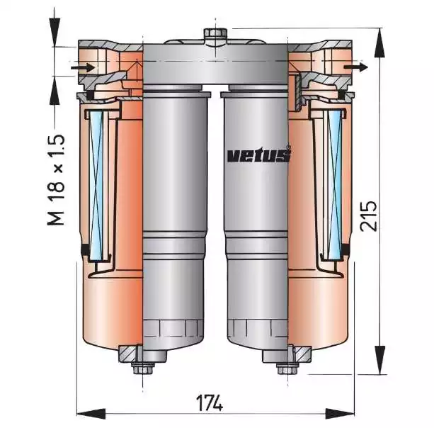 Séparateur d'eau/filtre à carburant essence et diesel WS720 complet max 720l/h