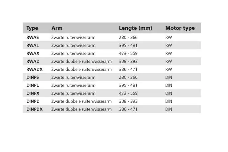 Bras d'essuie glace RW noir 473-559mm