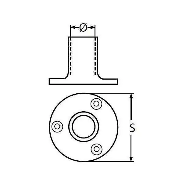 Platine de balcon ronde inox A4 90° diamètre 25mm