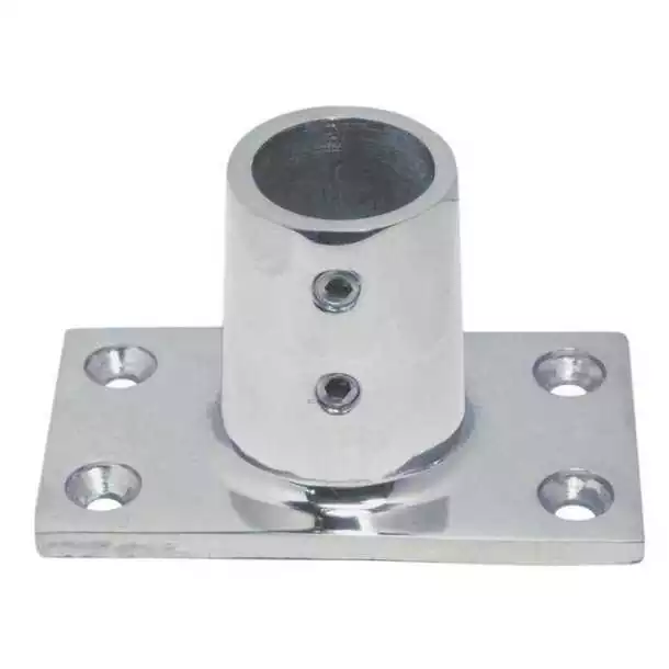 Platine de balcon rectangulaire inox A4 90° diamètre 22mm