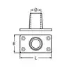Platine de balcon rectangulaire inox A4 90° diamètre 22mm