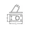 Platine de balcon rectangulaire inox A4 60° diamètre 25mm