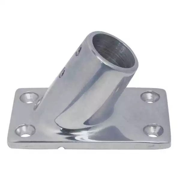 Platine de balcon rectangulaire inox A4 60° diamètre 22mm