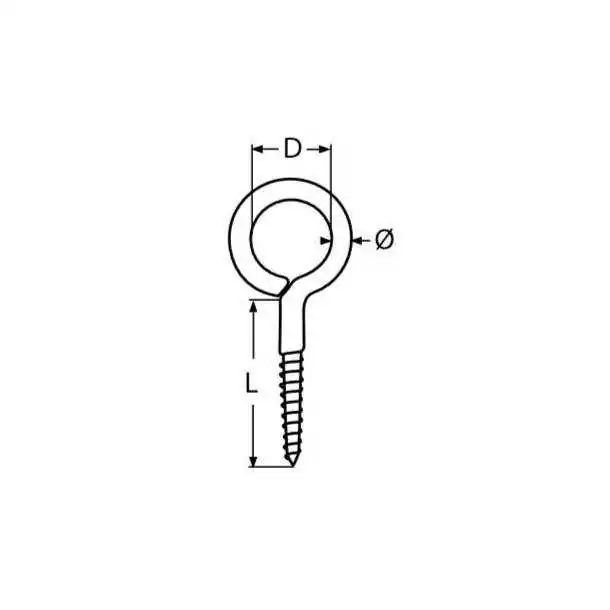 Piton à oeil inox A4 diamètre de œil 14mm Longueur filetage 30mm