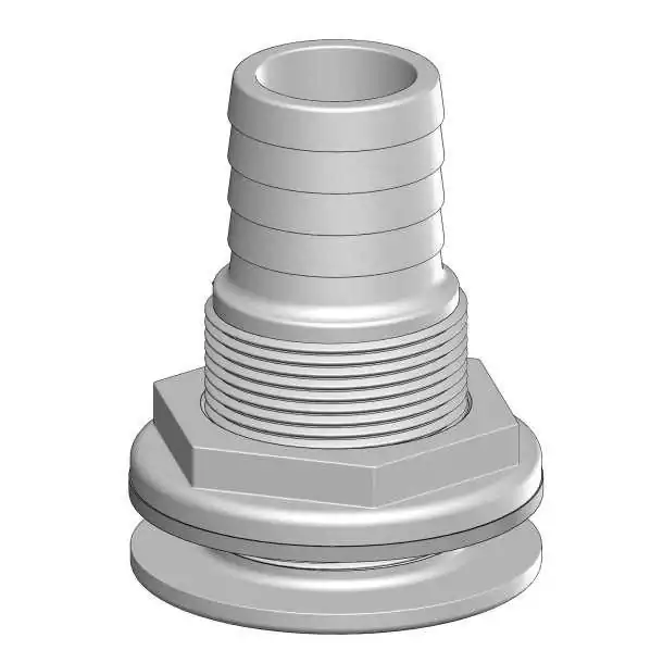 Passe-coque fileté cannelé diamètre 38mm 1''1/2 BSP blanc Passe-coque fileté cannelé diamètre 38mm 1''1/2 BSP blanc