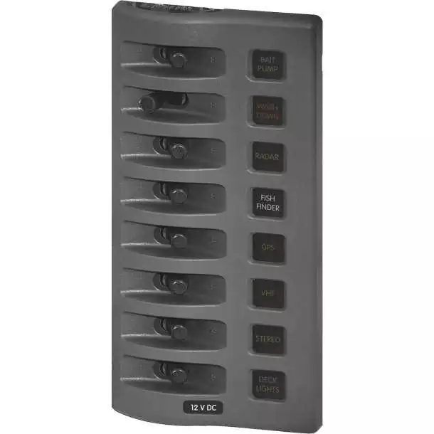 Panneau WeatherDeck IP67 12V 8 interrupteurs gris tableau extérieure
