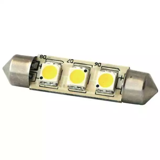 Navette SV8.5 8-35V 0,5W 3 LED blanc chaud 42x10mm