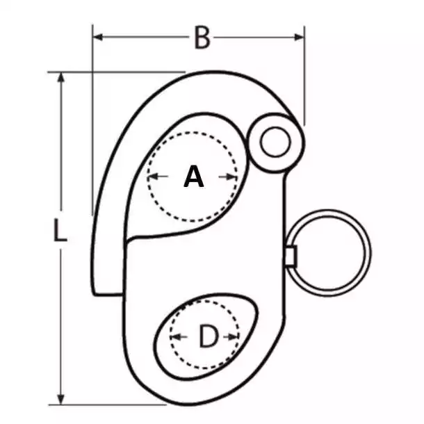 Mousqueton de drisse à œil fixe A4 Longueur 96mm